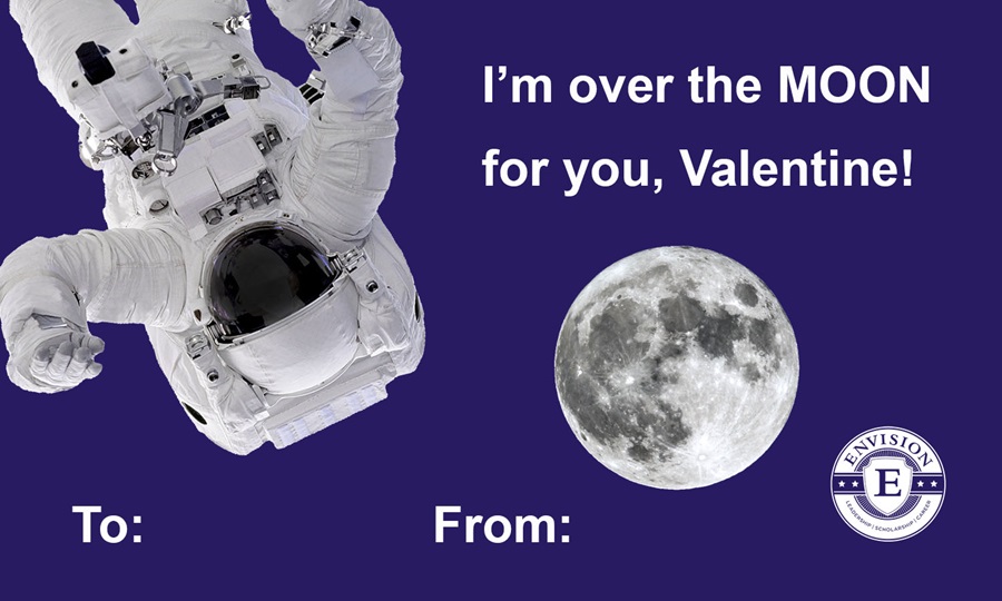 Astronaut themed Valentine's Day Card