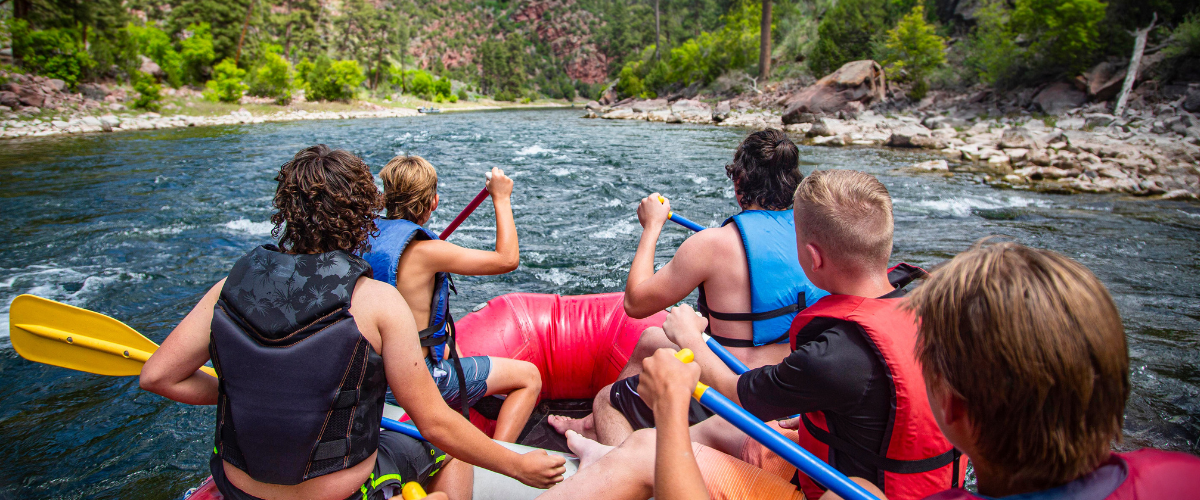 High school students rafting